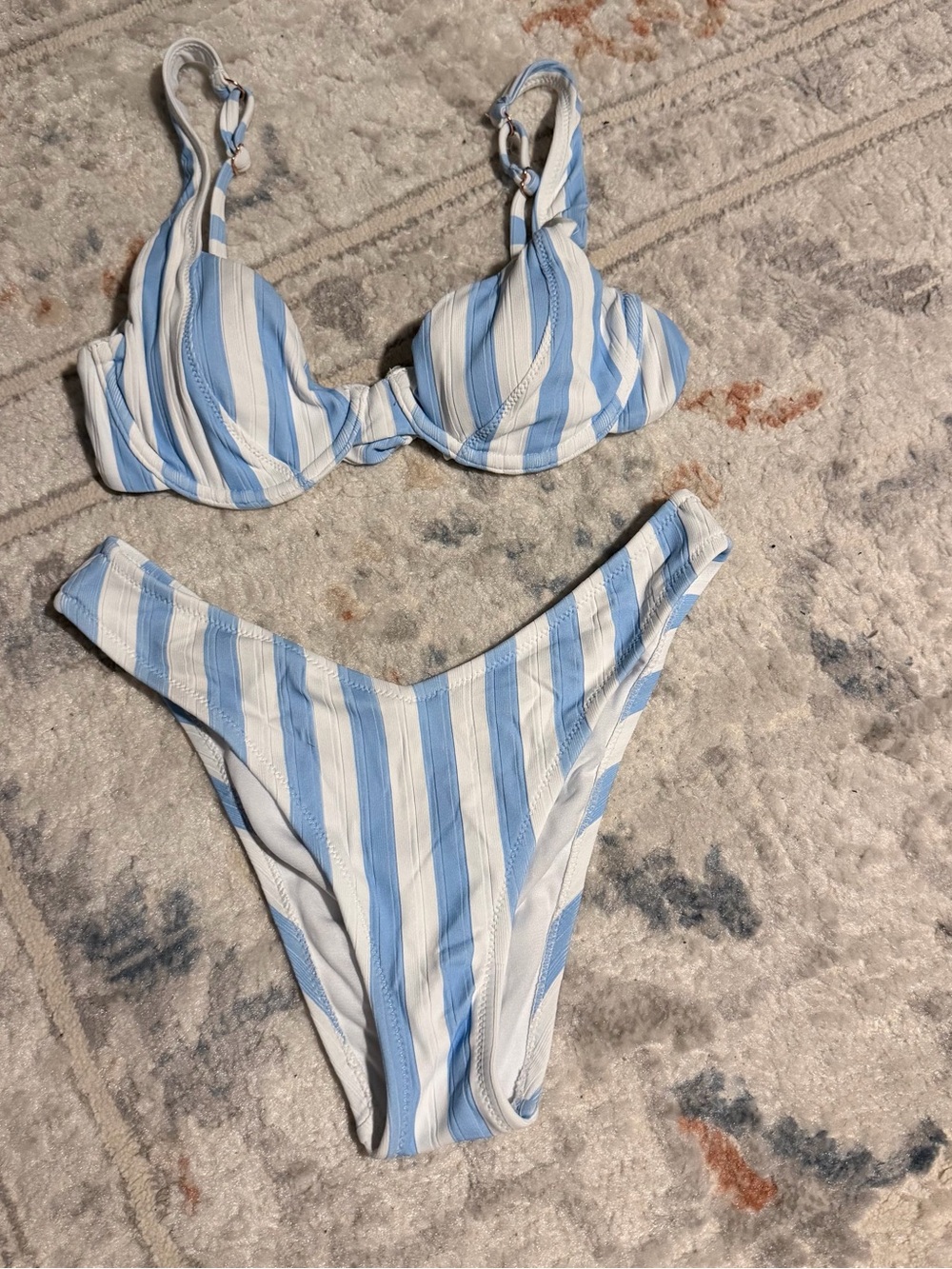 Rains Blue & White Striped Underwire Bikini